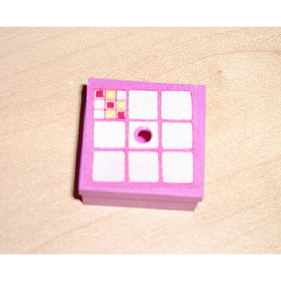 Container Box 3.5 x 3.5 x 1.3 with Hinged Lid with 9 White Squares Pattern (Sticker) - Set 3117
