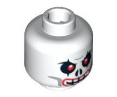 Minifigure, Head Skull Evil with Red Eyes and Red Lips Pattern - Blocked Open Stud