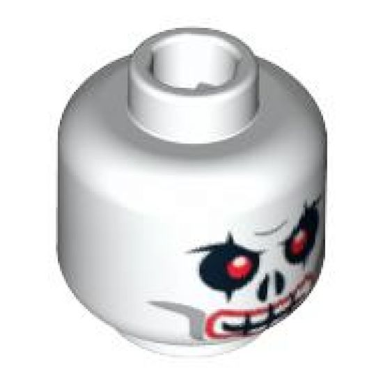 Minifigure, Head Skull Evil with Red Eyes and Red Lips Pattern - Blocked Open Stud