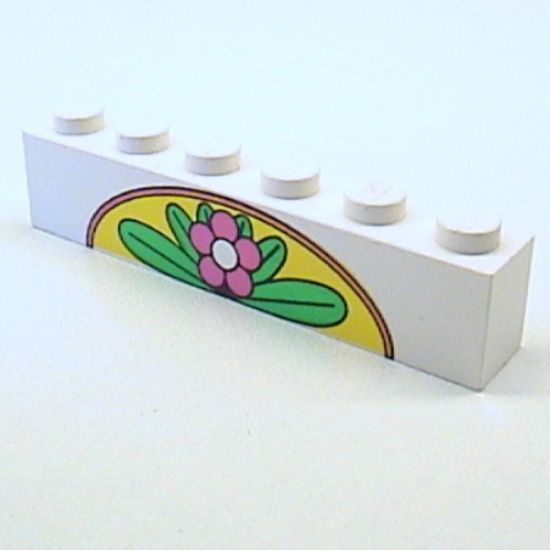 Brick 1 x 6 with Flower and Leaves on Yellow Arch Pattern