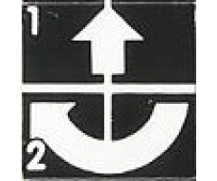 Tile 2 x 2 with White Number 1, Number 2, Crossed Lines, and Arrows Up, Curved Clockwise Pattern (Sticker) - Set 8094
