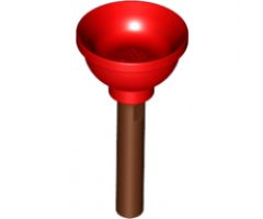 Minifigure, Utensil Plunger (Soft Plastic) with Reddish Brown Handle