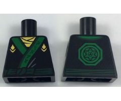 Torso Ninjago Robe with Gold Scarf and Diamonds, Green Sash and Emblem Pattern