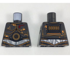 Torso SW Armor Metal Plates with Worn Orange Stains and Silver Wires Pattern