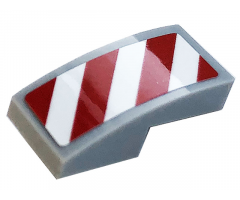Slope, Curved 2 x 1 with White and Red Danger Stripes Pattern Model Left Side (Sticker) - Set 60306