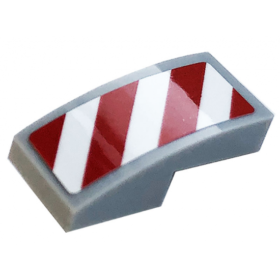 Slope, Curved 2 x 1 with White and Red Danger Stripes Pattern Model Left Side (Sticker) - Set 60306