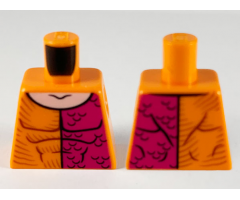 Torso with Brown Stripes, Magenta Left Side with Black Scale Lines Pattern