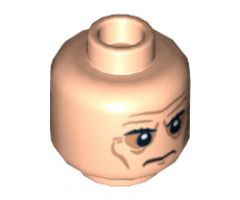 Minifigure, Head Dual Sided Sunken Eyes, Black Eyebrows, Wrinkles, Frown / Angry Pattern - Hollow Stud