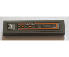 Tile 1 x 4 with Gray and Orange Control Panel Pattern Model Right Side (Sticker) - Set 75144