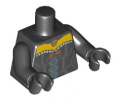 Torso Female Corset with Orange Bow and Gold Skull Pendant Pattern / Black Arms / Black Hands