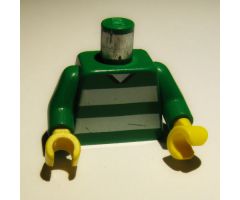 Torso Soccer Horizontal White Stripes and No. 4 Back Pattern / Green Arms / Yellow Hands