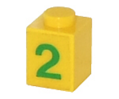 Brick 1 x 1 with Green Number 2 Pattern (Sticker) - Set 7740