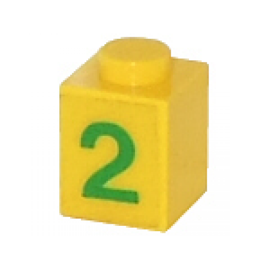 Brick 1 x 1 with Green Number 2 Pattern (Sticker) - Set 7740