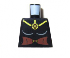 Torso Female with Yellow Cross X-Men Logo and Reddish Brown Midriff Pattern