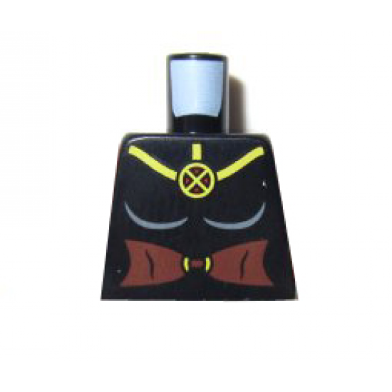 Torso Female with Yellow Cross X-Men Logo and Reddish Brown Midriff Pattern