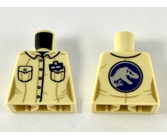 Torso Female Button Down Shirt, Name Tag, 2 Pockets and Jurassic World Logo on Back Pattern