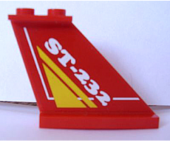 Tail 4 x 1 x 3 with Yellow Triangle and White 'ST-232' and Line Pattern on Both Sides (Stickers) - Set 8232