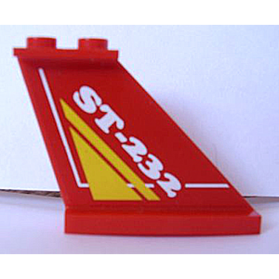 Tail 4 x 1 x 3 with Yellow Triangle and White 'ST-232' and Line Pattern on Both Sides (Stickers) - Set 8232