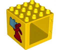 Duplo, Building Door / Window Frame 4 x 4 x 3 Thin Top with Bunny / Rabbit Holding Brick Pattern