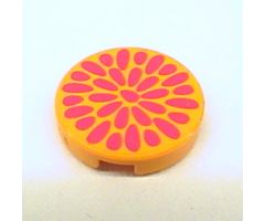 Tile, Round 2 x 2 with Dark Pink Teardrops (Flower Center) Pattern (Belville)