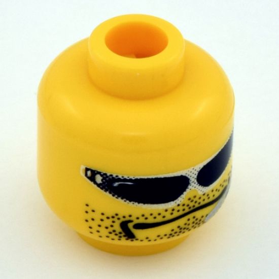 Minifigure, Head Glasses with Headset, Fine Stubble Pattern (Flex) - Blocked Open Stud