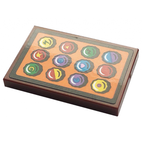 Tile 2 x 3 with Badges on Orange Background Pattern (Sticker) - Set 21324