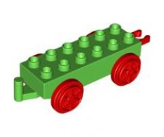 Duplo, Train Base 2 x 6 with Red Train Wheels and Movable Hook