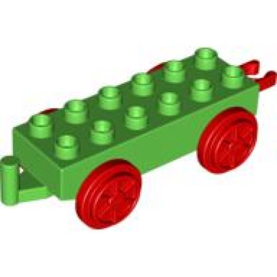 Duplo, Train Base 2 x 6 with Red Train Wheels and Movable Hook