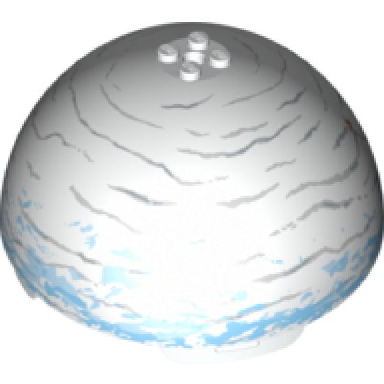 Cylinder Hemisphere 11 x 11, Studs on Top with Hoth White / Medium Blue / Light Bluish Gray Planet Pattern (75009)