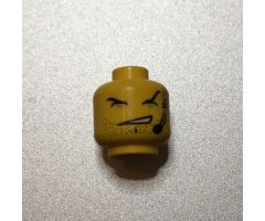 Minifigure, Head Male Open Mouth, Gray Eyes with White Pupils, Thin Black Eyebrows and Headset Pattern - Blocked Open Stud