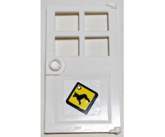 Door 1 x 4 x 6 with 4 Panes and Stud Handle with Yellow and Black Sign with Dog Pattern (Sticker) - Set 60009