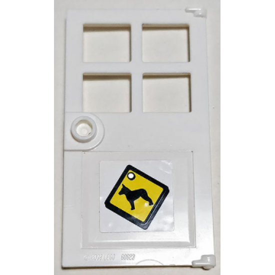 Door 1 x 4 x 6 with 4 Panes and Stud Handle with Yellow and Black Sign with Dog Pattern (Sticker) - Set 60009