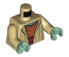 Torso SW Open Robe, Dark Orange Shirt with Waist Sash Pattern (Yoda) / Tan Arms / Sand Green Hands