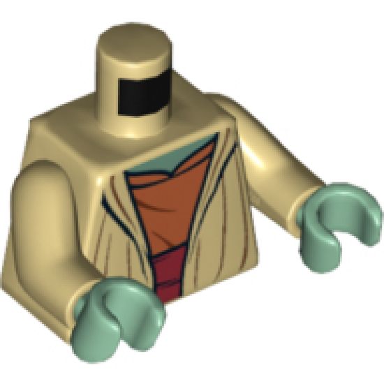 Torso SW Open Robe, Dark Orange Shirt with Waist Sash Pattern (Yoda) / Tan Arms / Sand Green Hands