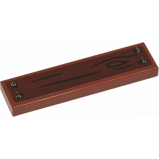 Tile 1 x 4 with Wood Grain and 4 Screws on Dark Brown Background Pattern (Sticker) - Set 40423