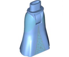 Mini Doll, Legs with Hips and Skirt Full Length with Bright Light Blue Sides and Middle Triangle with Stars Pattern