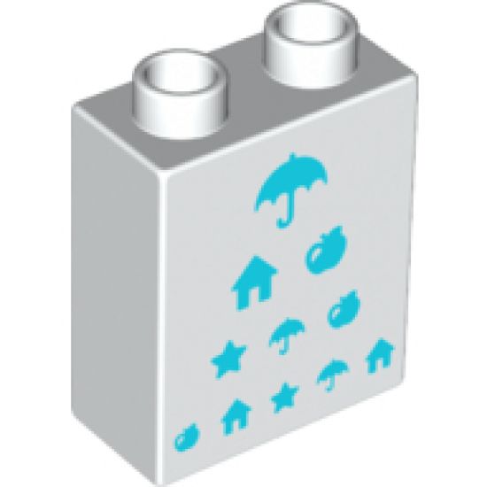 Duplo, Brick 1 x 2 x 2 with Medium Azure Eye Chart Pattern