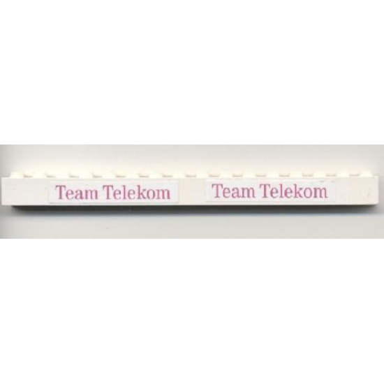 Brick 1 x 16 with 'Team Telekom' Pattern (Stickers) - Set 1198