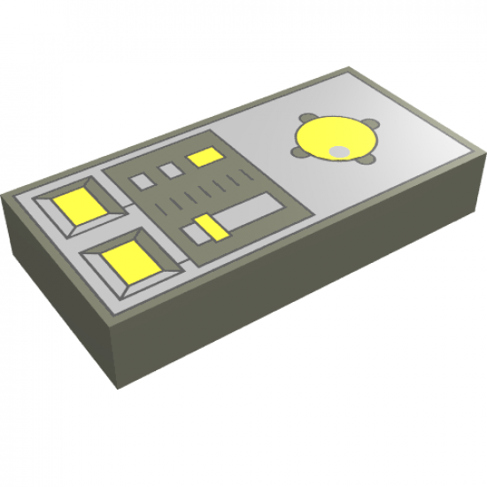 Tile 1 x 2 with Vehicle Control Panel Pattern