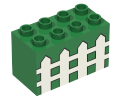Duplo, Brick 2 x 4 x 2 with Fence Pattern