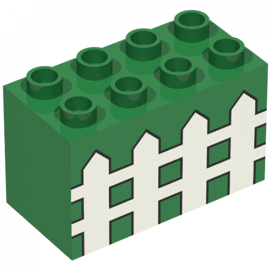 Duplo, Brick 2 x 4 x 2 with Fence Pattern