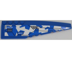 Wedge 12 x 3 Right with Silver Vents and 'CAUTION' on Blue and White Camouflage Pattern (Sticker) - Set 8118