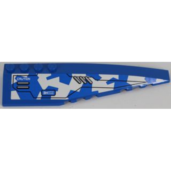 Wedge 12 x 3 Right with Silver Vents and 'CAUTION' on Blue and White Camouflage Pattern (Sticker) - Set 8118