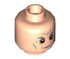 Minifigure, Head Dark and Light Bluish Gray Eyebrows, Dark Tan Facial Lines Pattern - Hollow Stud
