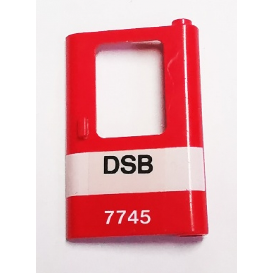 Door 1 x 4 x 5 Train Right with White Stripe and 'DSB 7745' Pattern (Sticker) - Set 7745