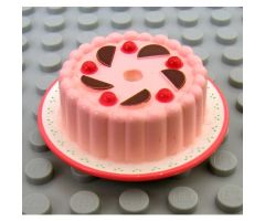 Food & Drink Cake with Red Cherries and Chocolate Wedges and Pink Frosting Pattern