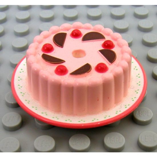 Food & Drink Cake with Red Cherries and Chocolate Wedges and Pink Frosting Pattern