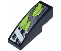 Slope, Curved 3 x 1 with Danger Stripes and Lime Decorative Pattern Model Right (Sticker) - Set 8211