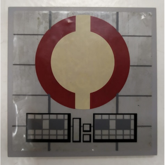 Tile 6 x 6 with Dark Red SW Semicircles Pattern (Sticker) - Set 8039