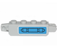 Hinge Brick 1 x 4 Locking with Pipe on Blue Background Pattern Model Right Side (Sticker) - Set 75280
